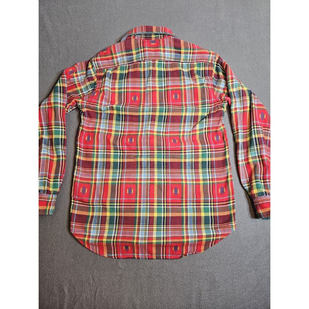 POLO Ralph Lauren Shirt Mens Small Red Plaid Southwest Aztec Patchwork Embroider - Picture 6 of 7
